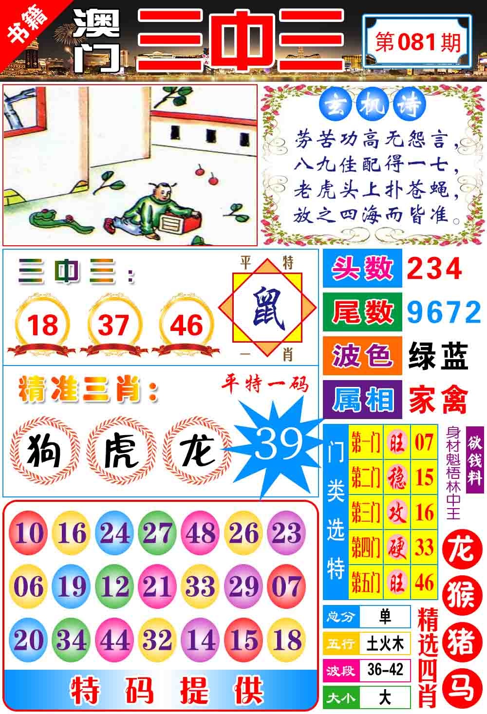 081期澳门宝典三中三[图]